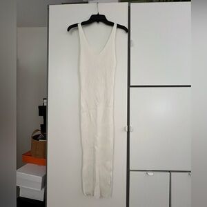 H&M White Ribbed Midi Dress